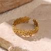 Stainless Steel Flower Rings For Women Gold Color Stainless Steel Hollow Stackable Ring Hypoallergenic Durable Christmas Jewelry