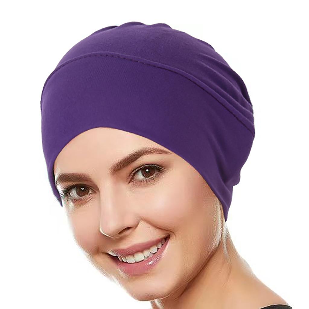 Рамадан однотонные женские мусульманские шапки-хиджабы, мягкая эластичная тюрбан-капюшон, головной убор для химиотерапии, носимый