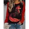 Women's Stitching Fox Print Round Neck Long Sleeve Party Autumn Casual Pullover 3d Printing Casual Fashion Tops