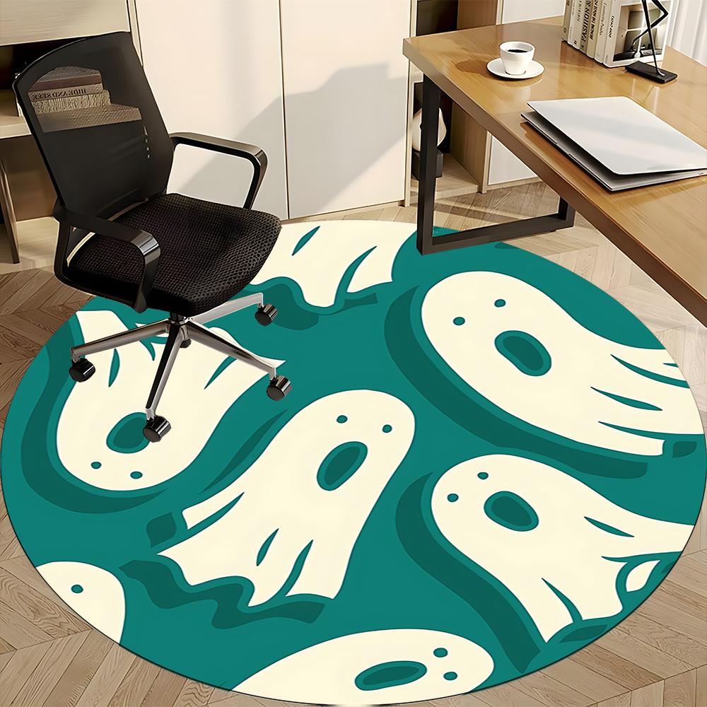1pc Ghostly Spirits Office Round Area Rug, Mat Suitable For Office, Under Office Chairs Bedroom Living Room Home Decor, Room Deco