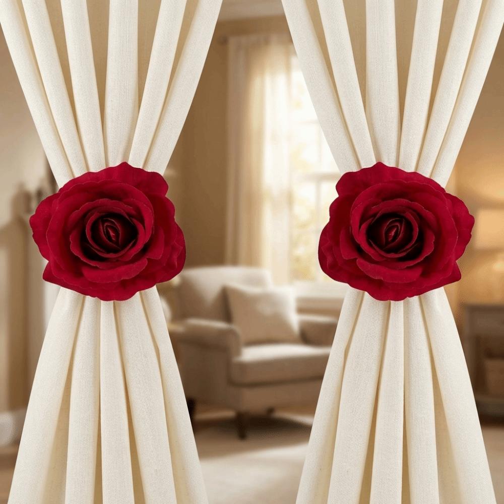 Realistic Rose Curtain Clips Exquisite Curtain Straps Clips Curtain Tape Dormitory