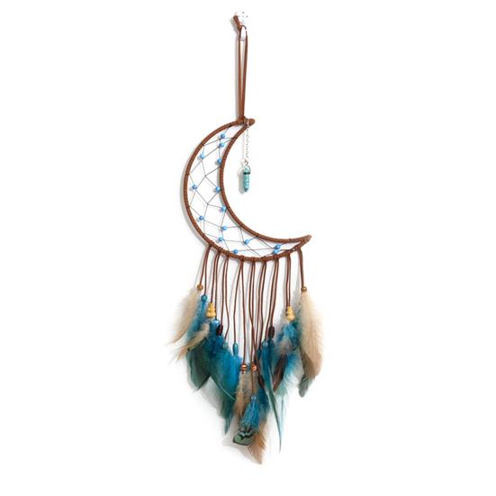 Ловец снов с перьями Настенный ловец снов со звездой, солнцем и луной со светодиодом