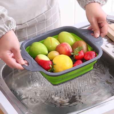 Новый квадратный складной дуршлаг силиконовый кухонный складной дуршлаг для пищевых овощей фруктов ситечко для сушки