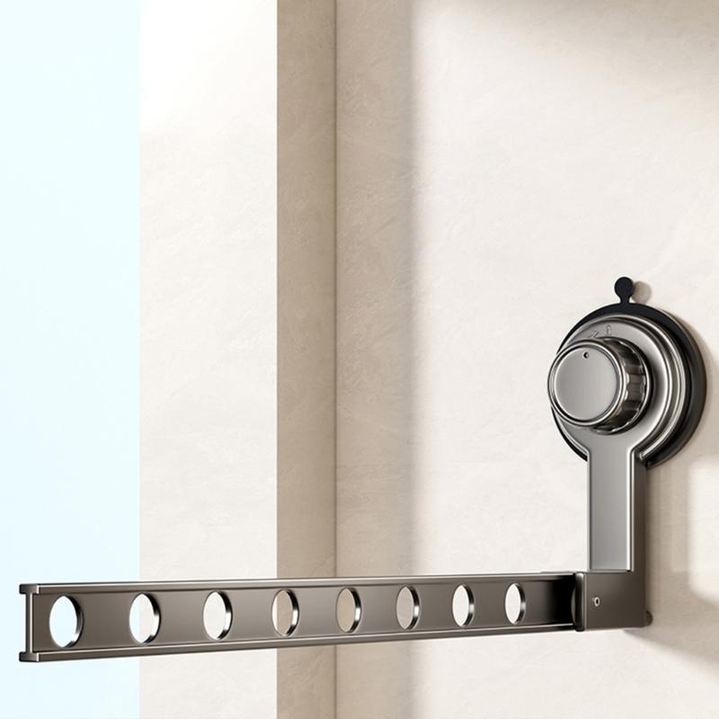 Secure Suction Cup Hanger Drying Rack Durable Aluminum Clothes Hanger For Balcony Or Bathroom Without Damaging Walls