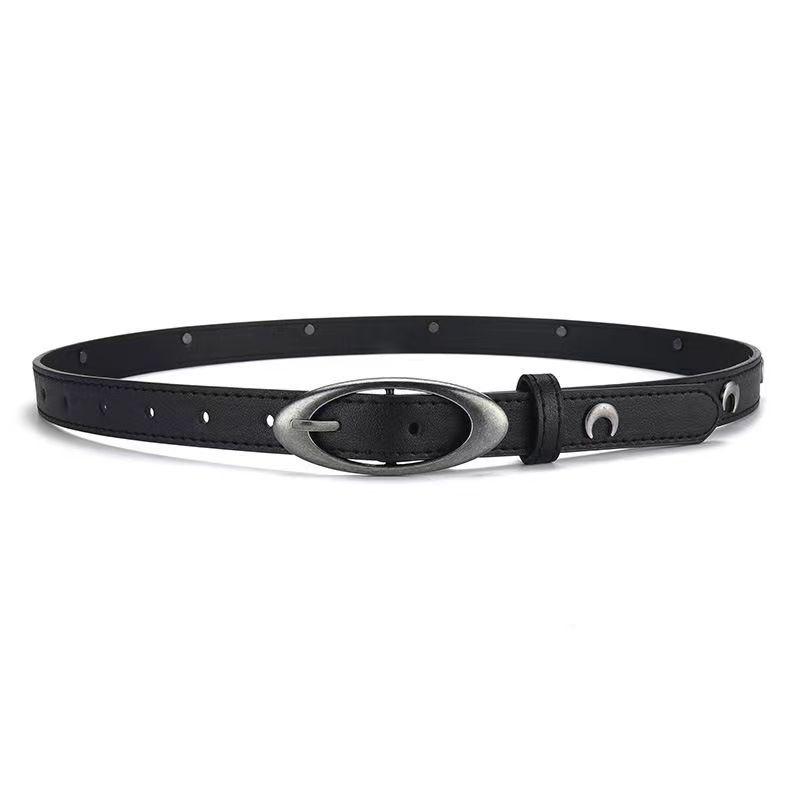 New Y2K Women PU Leather Belt Retro Star Moon Decoration Pin Buckle Waistband For Dress Jeans Decoration Waist Strap Accessories