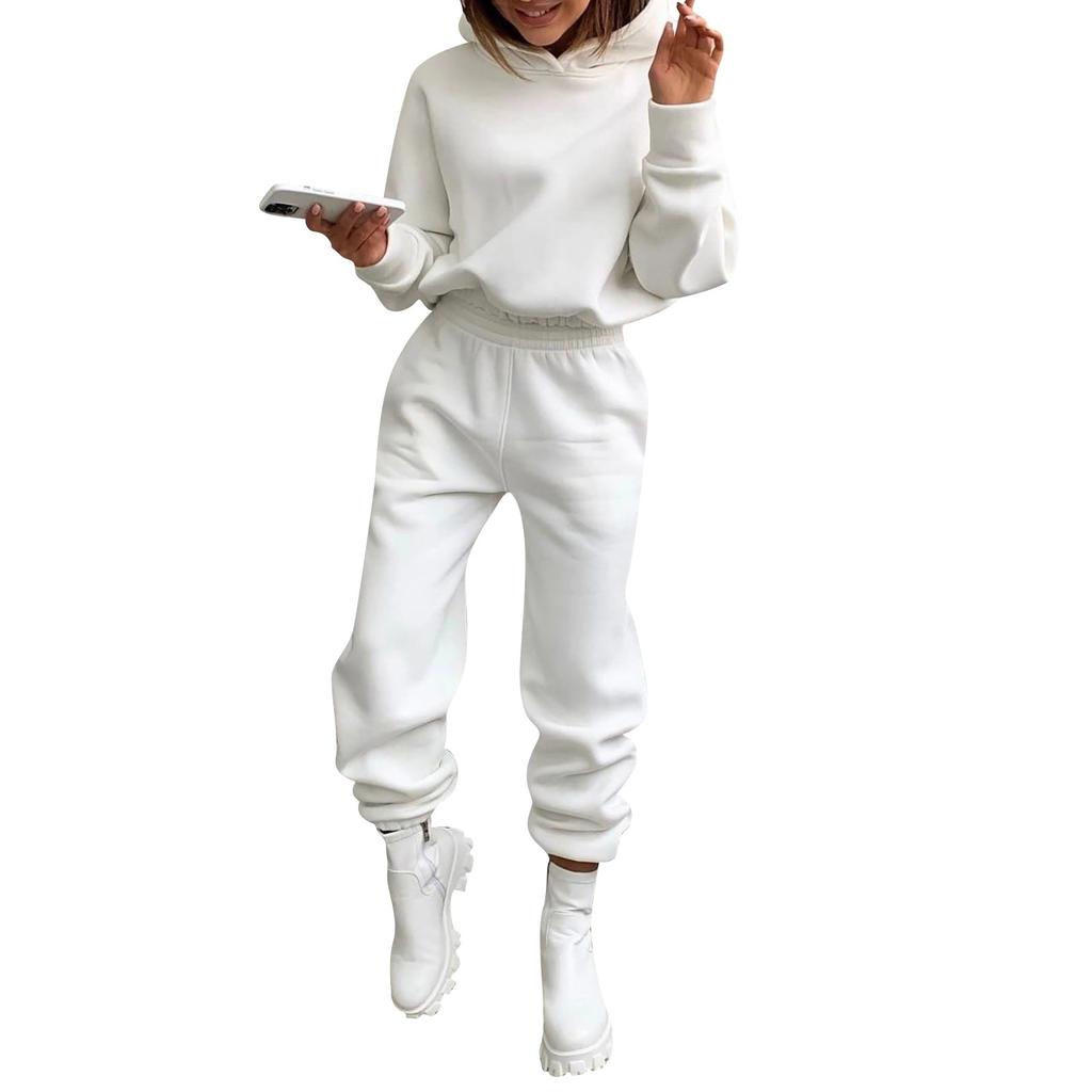 Осенний женский вязаный флисовый повседневный костюм-двойка