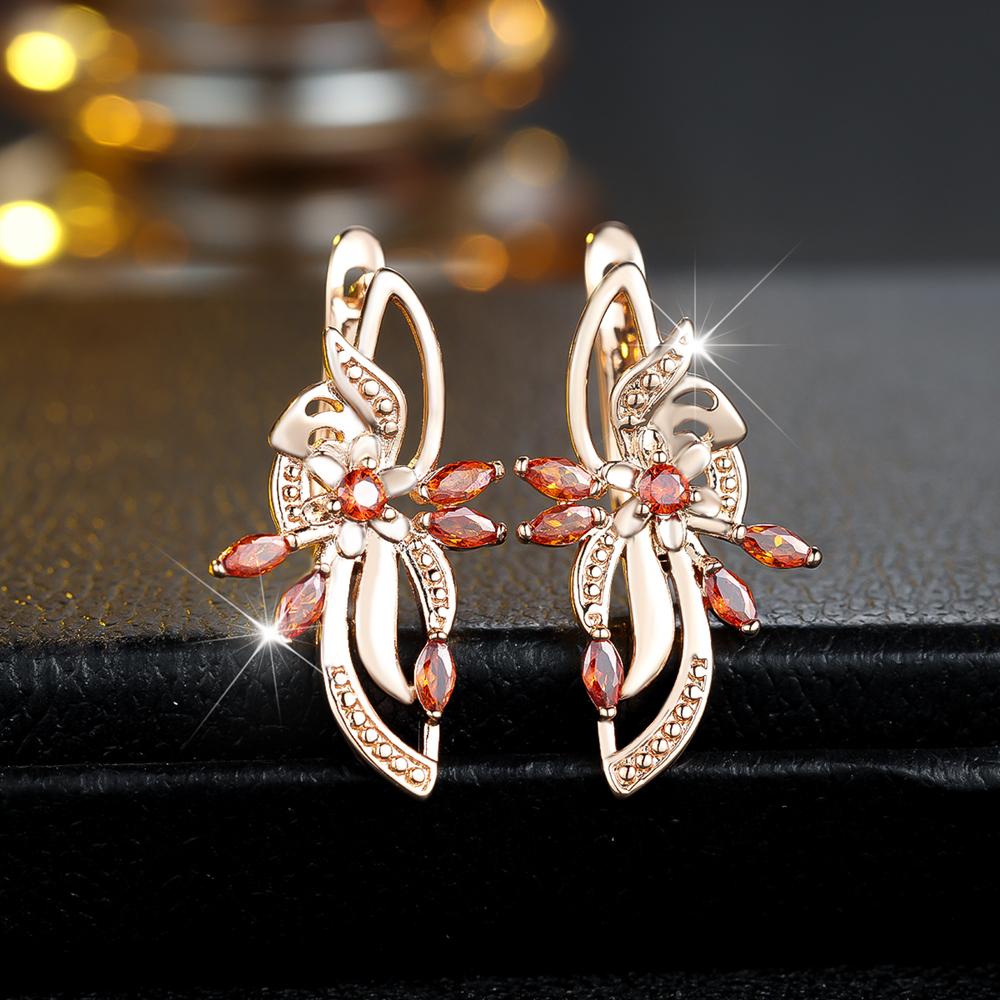 1 Pair Black Zircon Flowers Drop Earrings for Women Gold Color Wedding Ethnic Style Jewelry