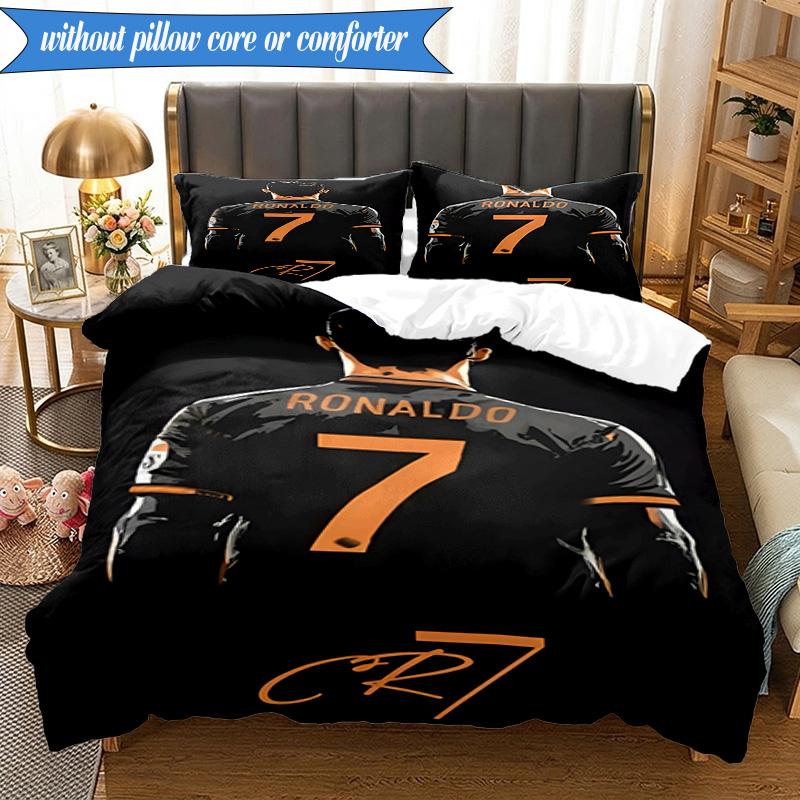 3PCS Real Madrid Legend Bedding Set 2D Printing (Includes 1 Duvet Cover + 2 Pillowcases Coreless), Bedroom decor,Fan gift