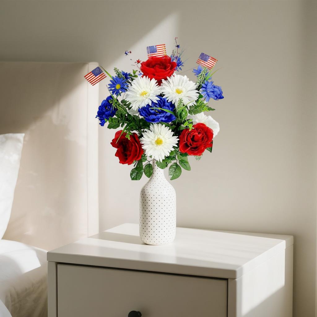 Искусственные цветы, смешанные джунгли юбилей трехцветные цветы патриотический памятный букет, цветы