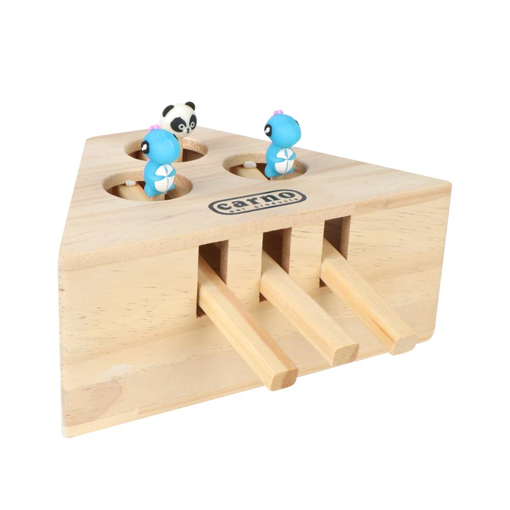 Wooden Cat Hunt Toy Catch Bite Indoor Funny Teasing With 3/5-holed Mouse Holes Pet Hit Hamster Cat Catching Mouse Pet Supplies Interactive Puzzle Toys