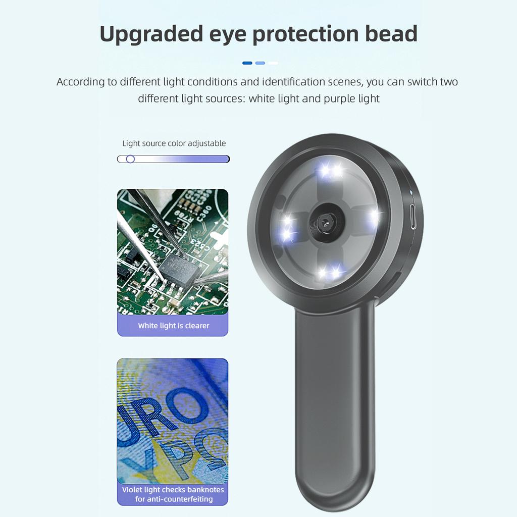 Handheld Digital Magnifying Glass Digital Microscope for Adults Kids 100X Magnification 2.0 Inch Screen Manual 16M Photo Built-in Battery LE