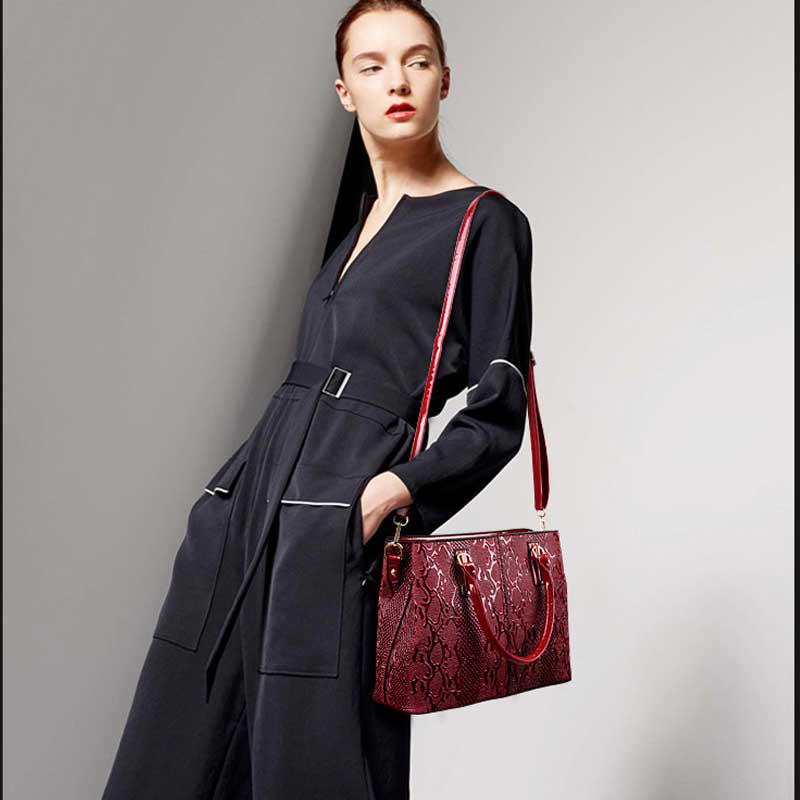 Модная кожаная женская сумка Роскошная змеиная сумка через плечо Женские сумки