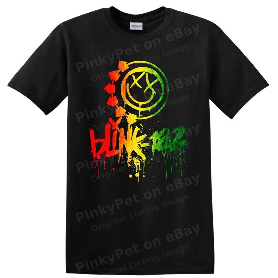Punk Rock Blink 182 Colorful Graphic T Shirt Alternative Music Band Style Tee