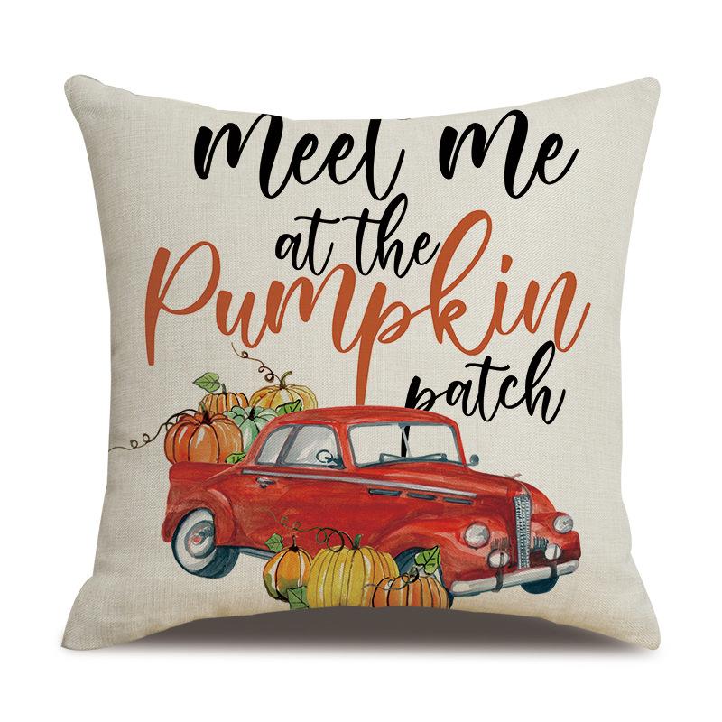 Подушка из льна на День благодарения, осенняя наволочка с принтом тыквы