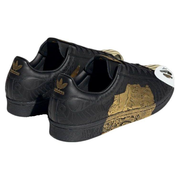 adidas Оригинальные Han Meilin X Superstar 80s Кожаные кроссовки с низким верхом Унисекс кроссовки Черно-золотой ID4379