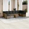 11 Piece Grey Garden Sofa Set with Cushions Poly Rattan