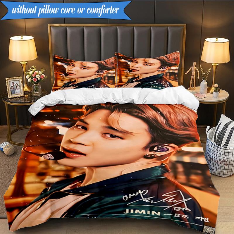 K-pop music group 3pcs K-pop music group Bedding set,Ideal for Bedroom, Dormitory,Including Duvet Cover And 2pcs Pillowcases,Fan gifts