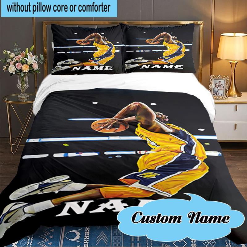 Custom Name 3PCS Basketball Player Action Bedding Set Including 1pc Duvet Cover And 2pcs Pillowcases for Bedroom, Dormitory Gift Home Decor
