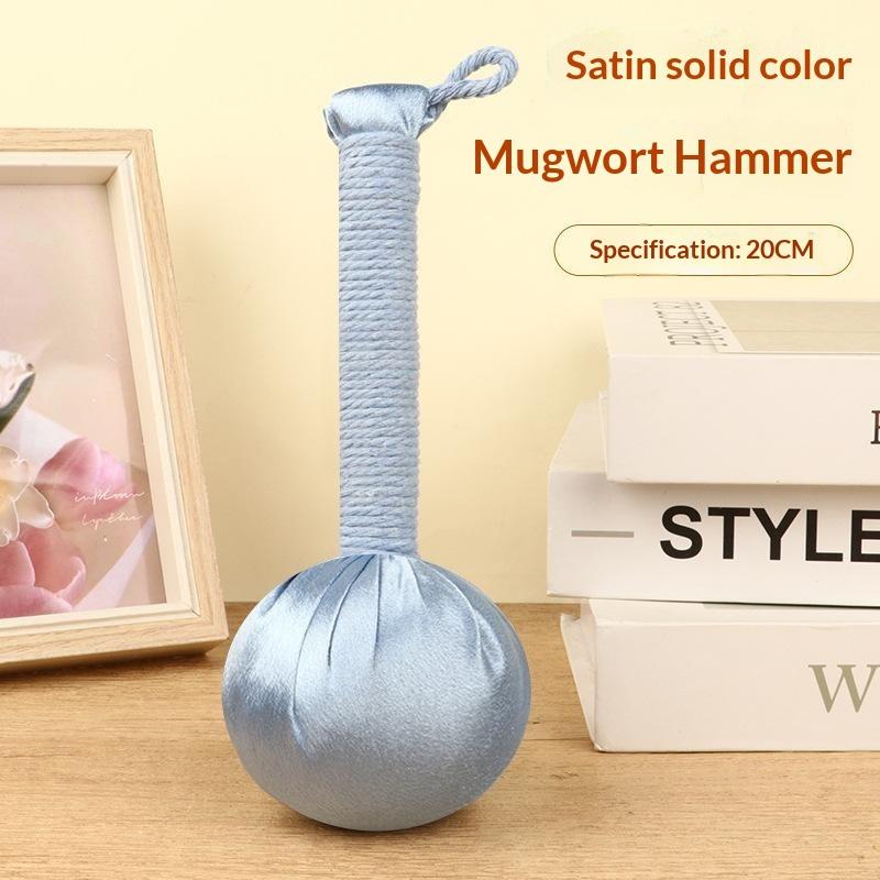 Portable Satin Surface Mugwort Massage Hammer Pure Essential Oil Soothing Body Massager Ideal for Personal Use Festival Gifting
