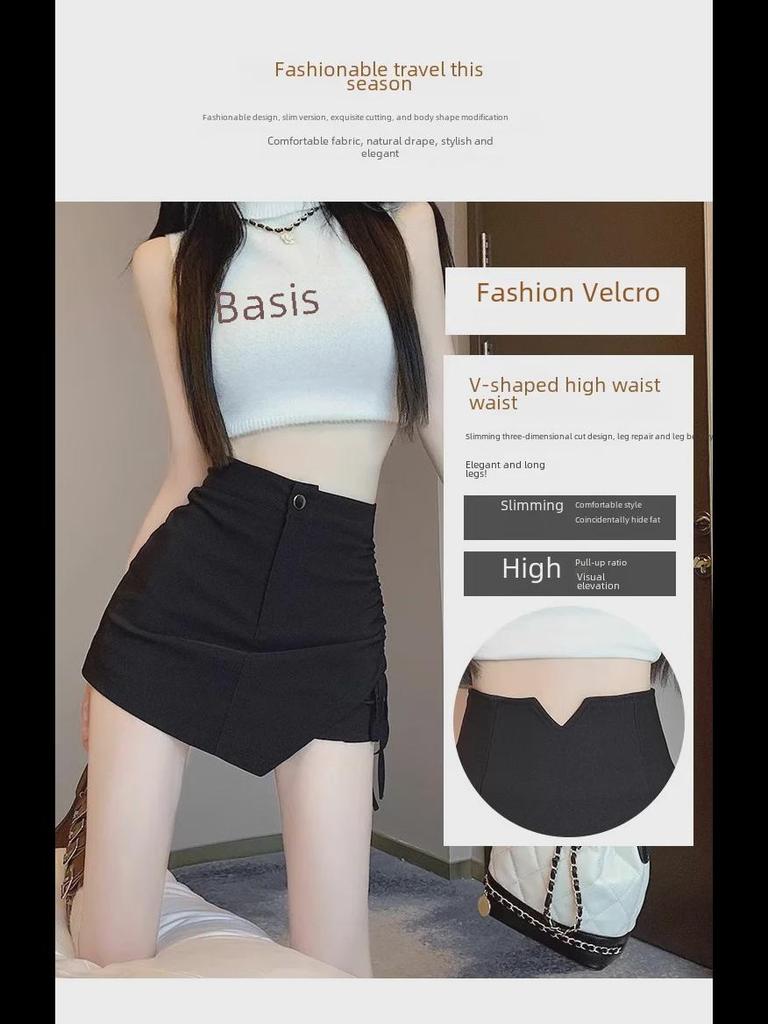 Women’s Spring 2024 Fashion: Korean A-Line Skirt with Drawstring Waist