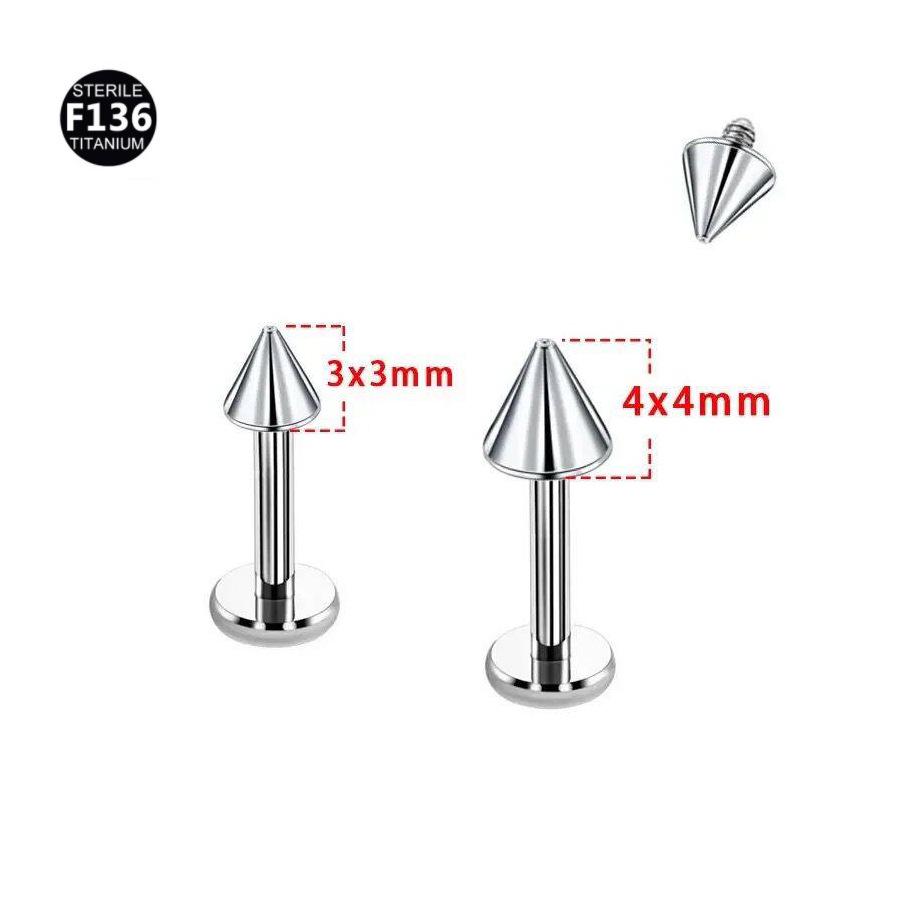 F-136 Титановые штанги с внутренней резьбой для губы и уха - Конусовидные дьявольские пирсинг-украшения