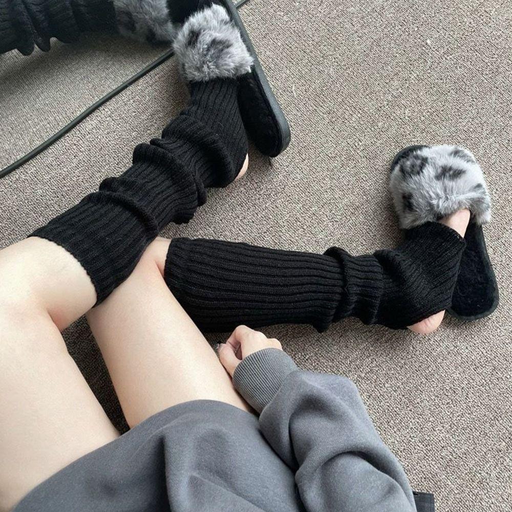 1 Pair Warm Knitted Winter Leg Warmers Long Footless Socks Leggings Knee High Socks
