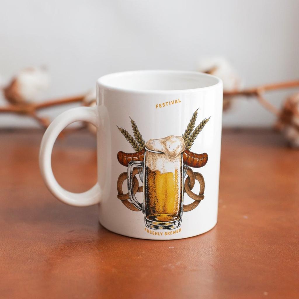 1 шт. 11 унций керамическая кружка с двусторонним принтом для любителей пива, чашка для ежедневного питья для кофе или чая, идеальный подарок для вечеринок
