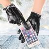 Women's Thermal Leather Gloves, Piled and Thickened Cold-proof Outdoor Riding Fashion Butterfly Festival Touch Screen Autumn and Winter Gloves