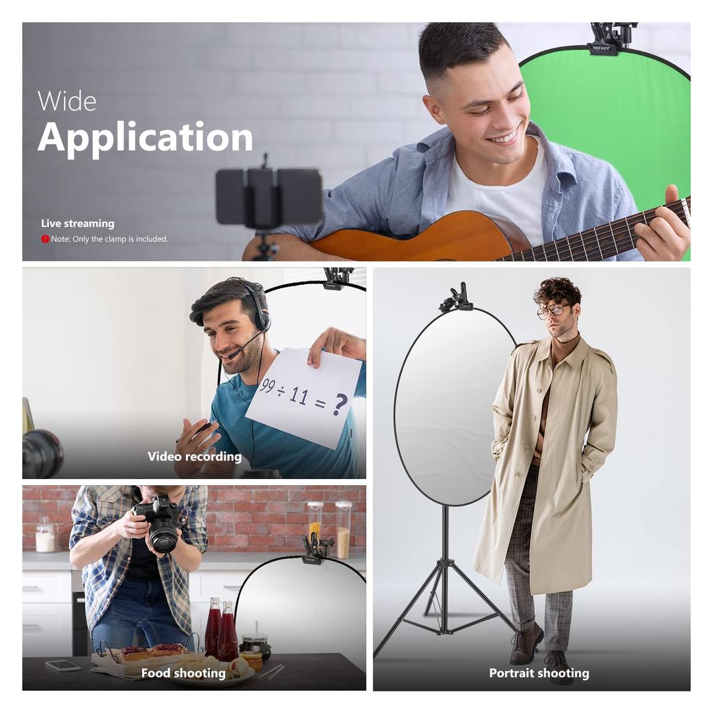 Neewer 2Pcs Photo Studio Heavy Duty Metal Clamp Holder with 5/8" Light Stand Attachment for Reflector