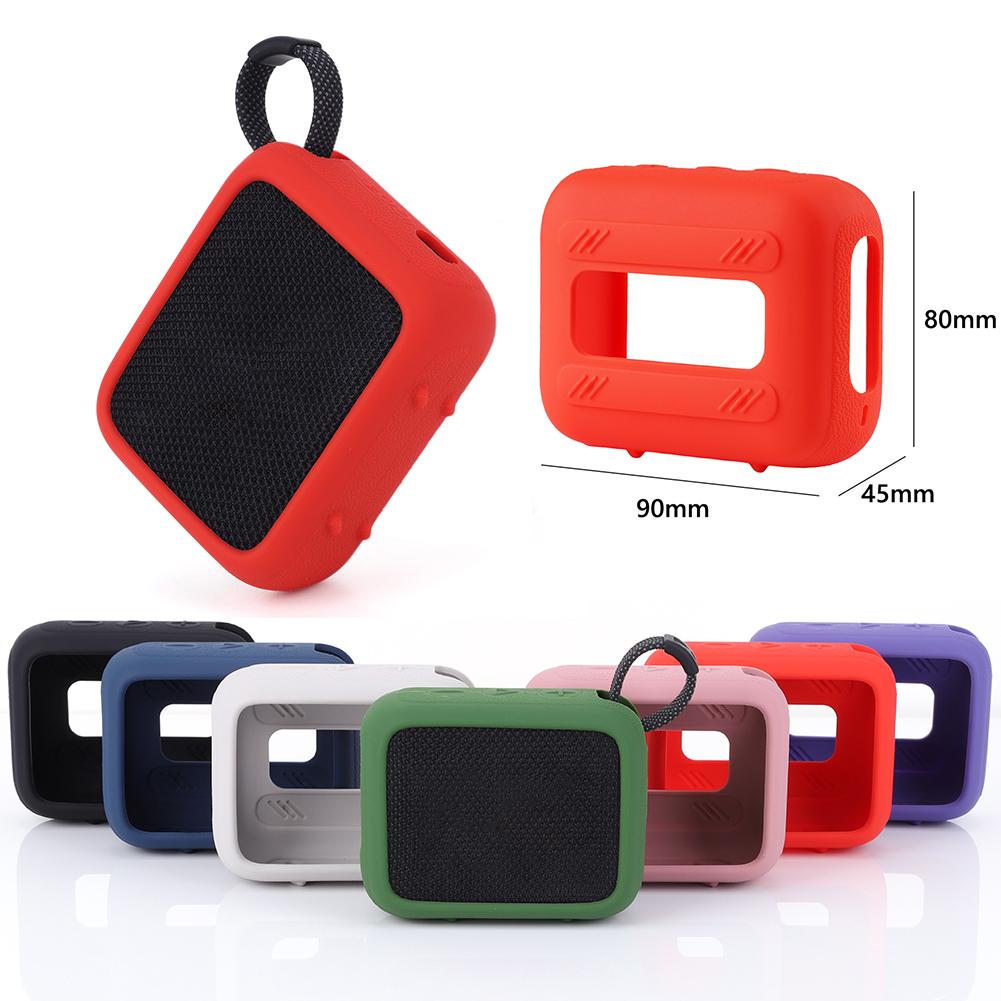 Silicone Case Cover For JBL Go 4 Speaker Travel Carrying Case with Carabiner Speaker Skin Sleeve Anti-Scratch Protective Cover