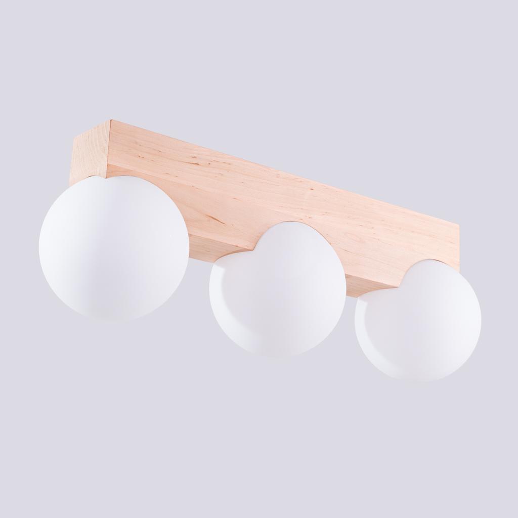 Bulbo 3 ceiling lamp, natural wood
