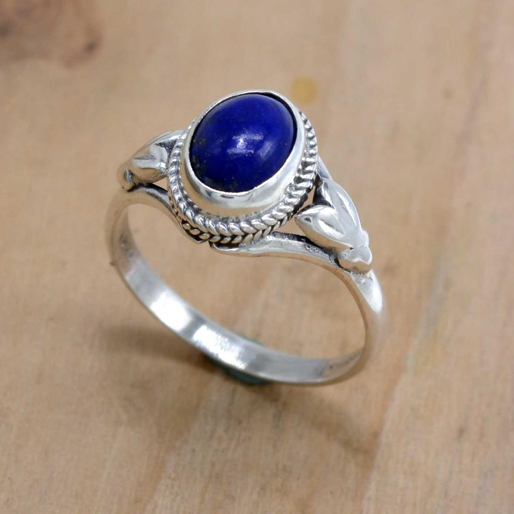 Кольцо из стерлингового серебра 925 пробы с лазуритом, ювелирные изделия с овальным драгоценным камнем
