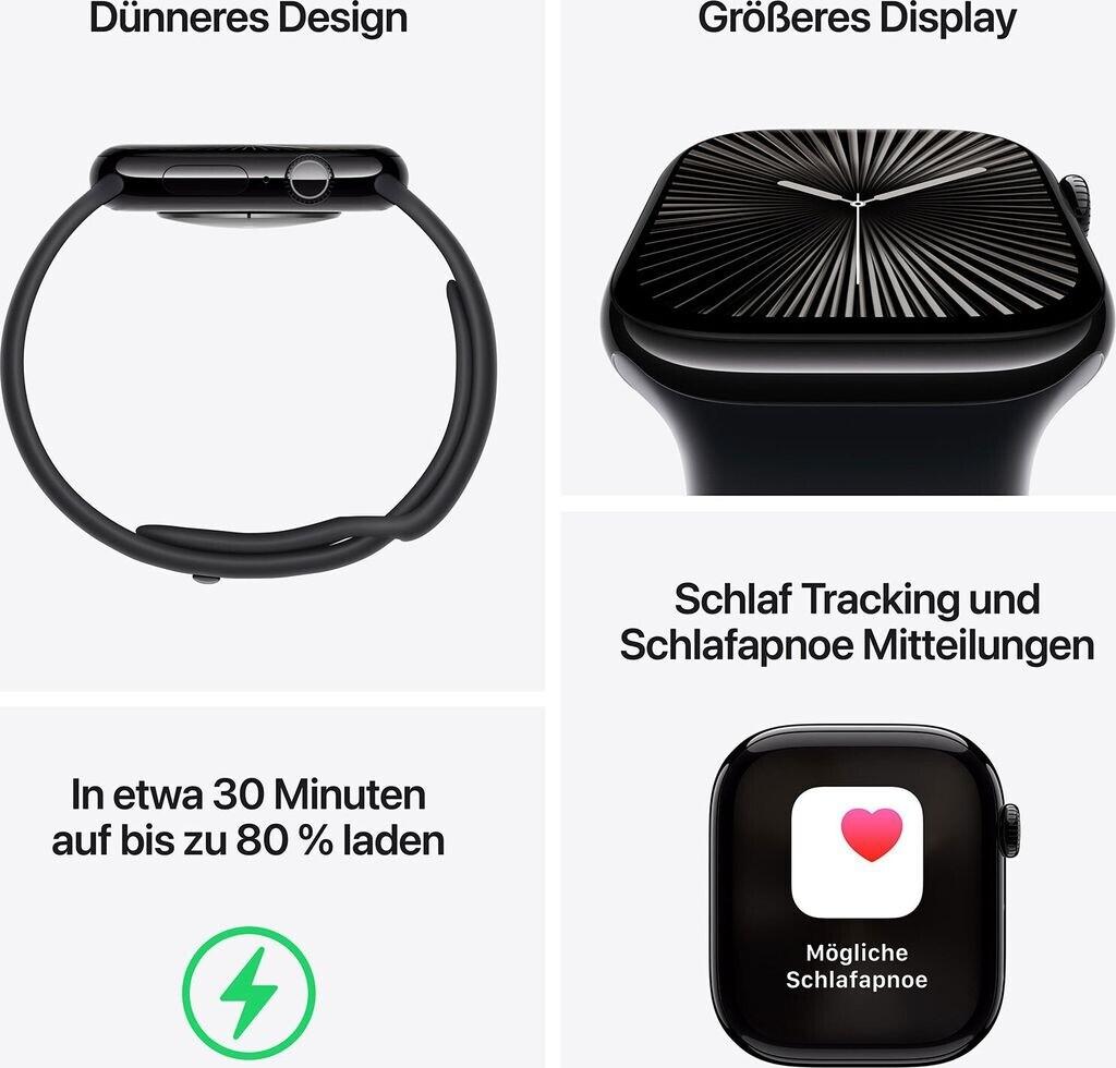 Apple Watch Series 10 4G 46mm Titan Natur Sportarmband Steingrau S/M