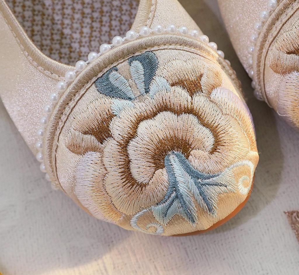 Женские летние туфли Si Yu на среднем каблуке с вышивкой — стиль старого Пекина для чонсамов и ханьфу