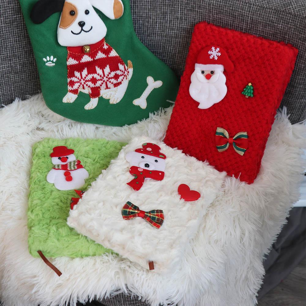 Soft Christmas Plush Notebook Cartoon Journal Notebook Horizontal Line Handbook For Children