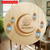 2D Flat 20*20cm1pc Happy Eid Mubarak Golden Moon and Lanterns Patterns Exquisite Round Wooden Pendant, Celebrate Ramadan Good Quality Ceiling Hanging
