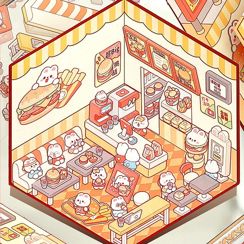 1 набор мультяшных карманных кабинок для бизнеса, сцен для укладки и склеивания, сделай сам, 3D-наклейки, праздничный подарок на день рождения, Рождество для ребенка, студента