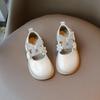 2024 Весна и осень Новые детские туфли принцессы со стразами для девочек Кожаные туфли с мягкой подошвой и бабочками Нескользящие балетки Темперамент