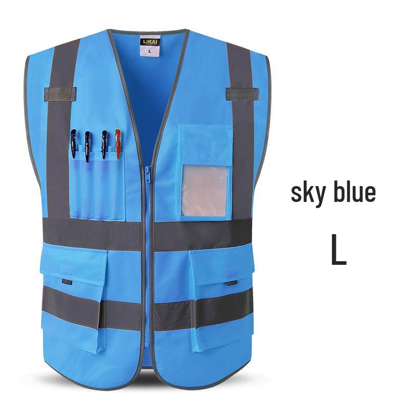 LIKAI Reflective Safety Vest - High-Visibility Construction Traffic Gear, Customizable Fluorescent Workwear.
