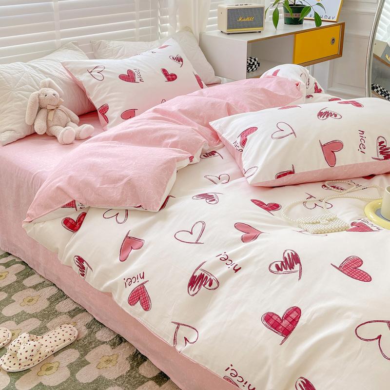 Cotton Four-piece Set Small Floral Ins Style Pure Cotton Quilt Cover Sheet Bed Three-piece Fitted Sheet Set