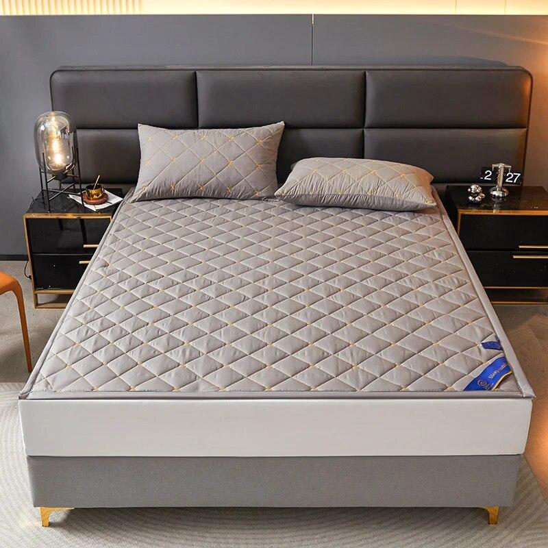 Однотонный стеганый наматрасник с вышивкой, утолщенный простынь, покрывало для спальни, отеля, мягкая подушка для кровати