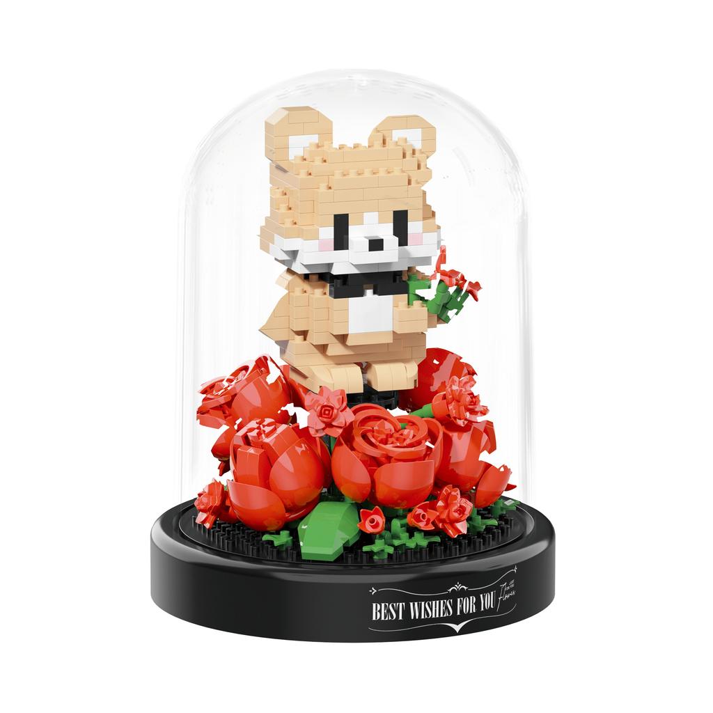 Cute Pet Dog/Rabbit/Bear Miniature Model Building Blocks Children Cartoon Animal Building Blocks Educational Toys Children GIF