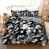 Camo Duvet Cover Set Camouflage Concept Concealment Bedding Set King Size Grey Black Twin Comforter Cover for Boys Teens Adults