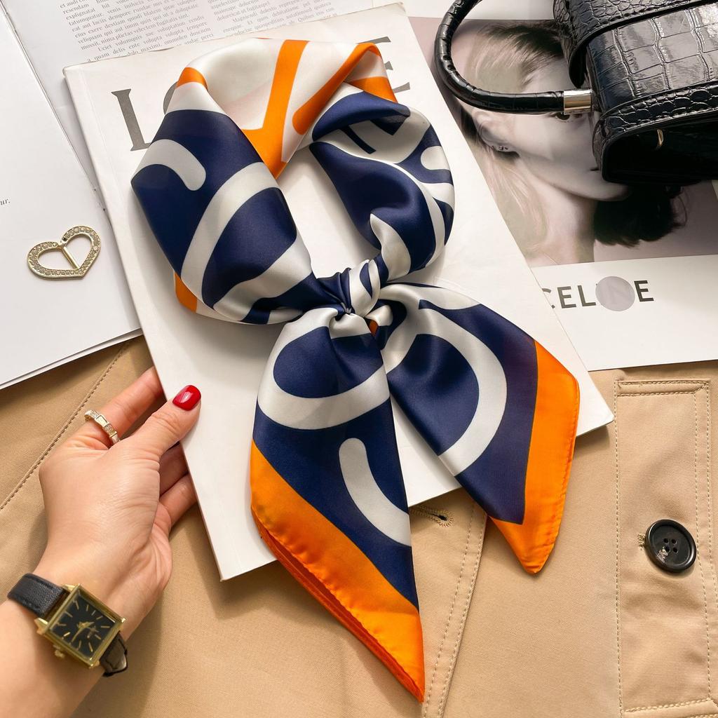 Brand Floral Print Silk Square Scarf Women Soft Satin Kerchief Hairband Neckerchief Head Hijab Lady Headband Foulard Bag Ribbon