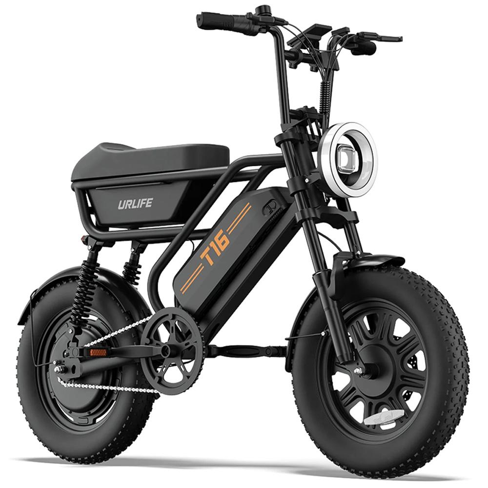 Электровелосипед Urlife T16 500 Вт Мотор 16" Широкие Шины Полностью Амортизированный Взрослый Электровелосипед 48В 13Ач Двойные Дисковые Тормоза 7 Скоростей Макс. Нагрузка 120 кг