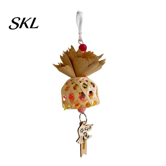 Parrot Playtime Toy Shredder Ball Toy, Bamboo Bird Foraging with Paper Enrichment Strips, Shredding for Parakeet Conure Cockatiel Lovebird Natural