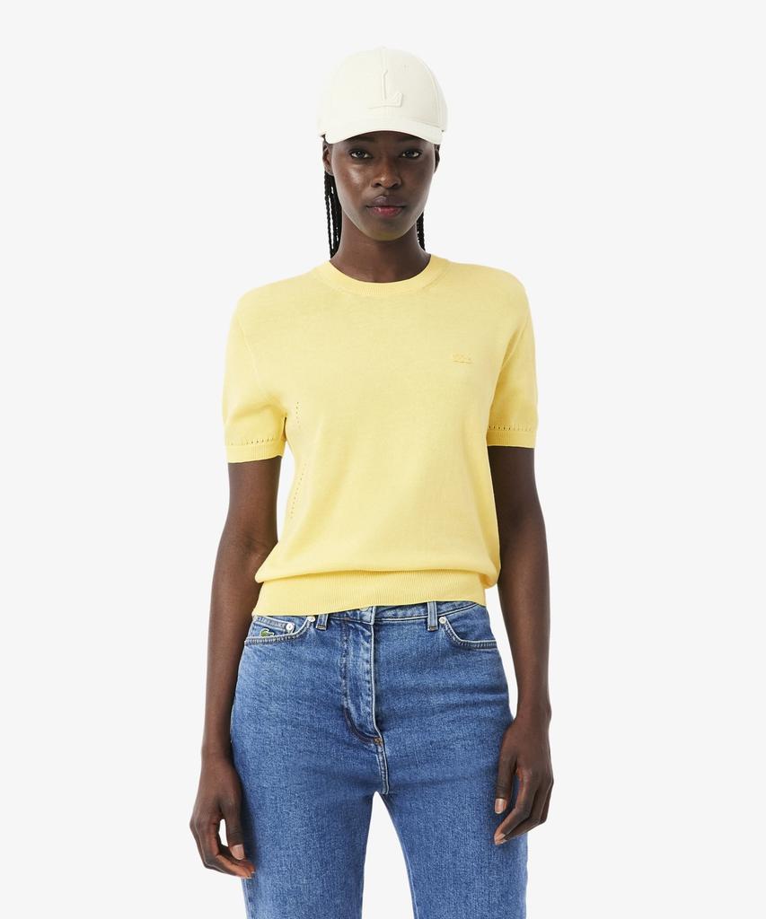 LACOSTE Женский легкий хлопковый свитер с коротким рукавом Af5025-56G 107
