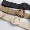 Summer Wide Bohemian Waistbelt Straw Belt Wooden Buckle Elastic