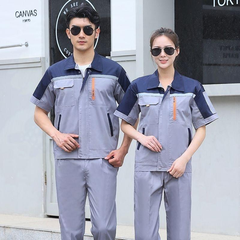 Мужской летний комплект рабочей одежды с коротким рукавом - Дышащий, тонкий, износостойкий для мастерской, строительства и авторемонта.