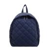 Fashion Cotton Clothes Bag Autumn and Winter New Large-capacity Casual Simple Schoolbag Rhombus Embroidery Thread Backpack